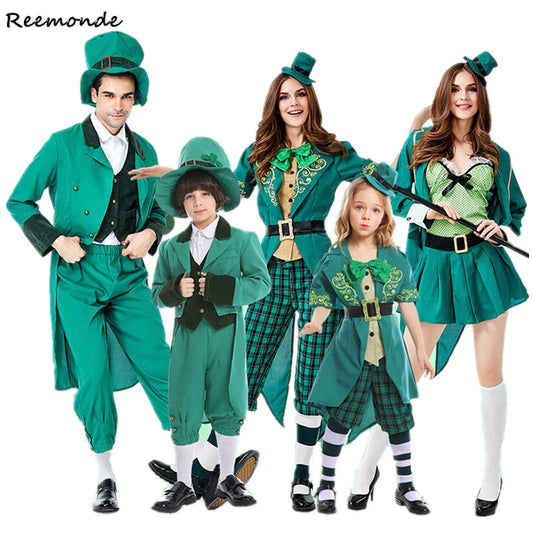 Adult Ireland Saint Patrick St. Patrick Day Lucky Fairy Leprechaun Costume Kids Irish Goblin Cosplay Carnival Halloween Outfit